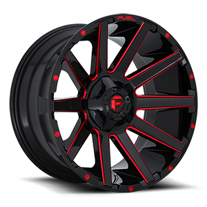 Fuel Contra D643 Gloss Black W/ Red Milled Spokes
