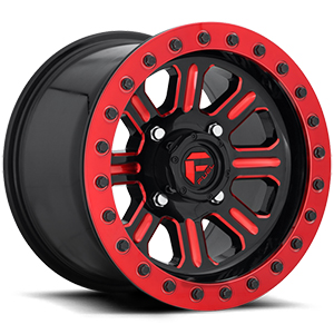 Fuel UTV Hardline D910 Gloss Black W/ Red Milled Spokes