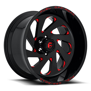 Fuel Vortex D638 Gloss Black W/ Red Milled Spokes