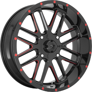 MSA Offroad M35 Bandit Gloss Black W/ Red Milled Spokes