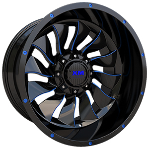 Xtreme Mudder XM329 Gloss Black Blue Milled