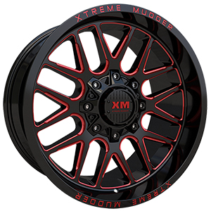 Xtreme Mudder XM338 Gloss Black Red Milled