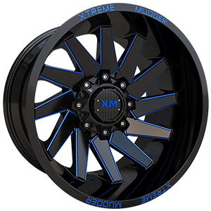 Xtreme Mudder XM344 Gloss Black Blue Milled