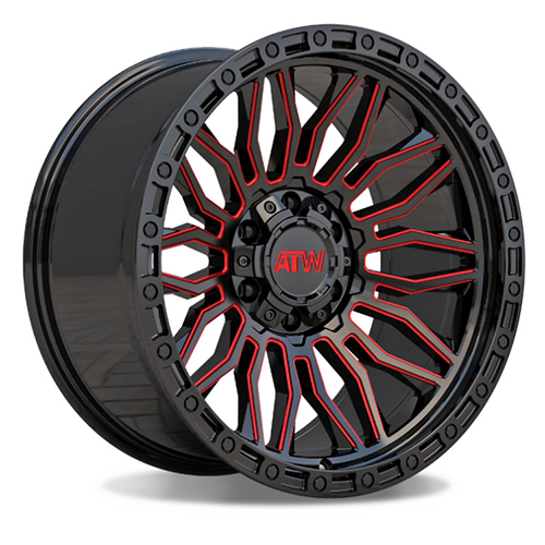 ATW Offroad Nile Gloss Black W/ Red Milled Spokes & Black Lip