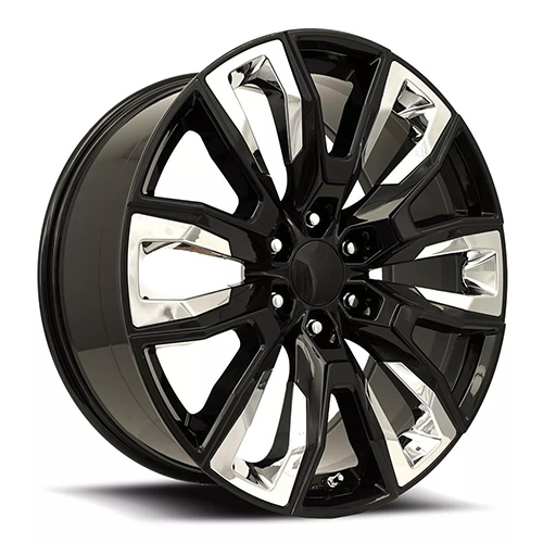Factory Reproductions FR 207 GM Split 6 Spoke Gloss Black With Chrome Inserts