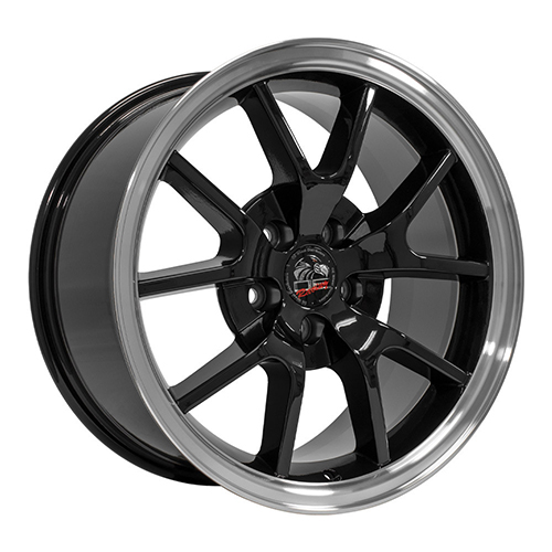 Replica Wheel Ford Mustang FR500 FR05 Black W/ Machined Lip