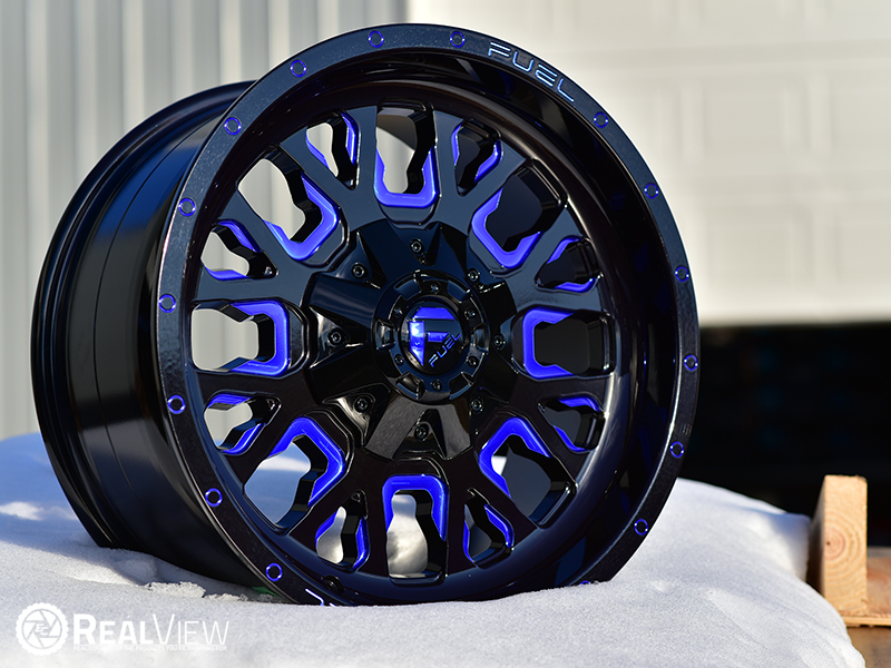 D645 Stroke 18x9 20 Gloss Black Blue Milled Wheels Rims 