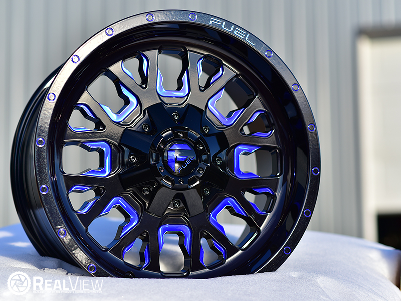 D645 Stroke 18x9 20 Gloss Black Blue Milled Wheels Rims 