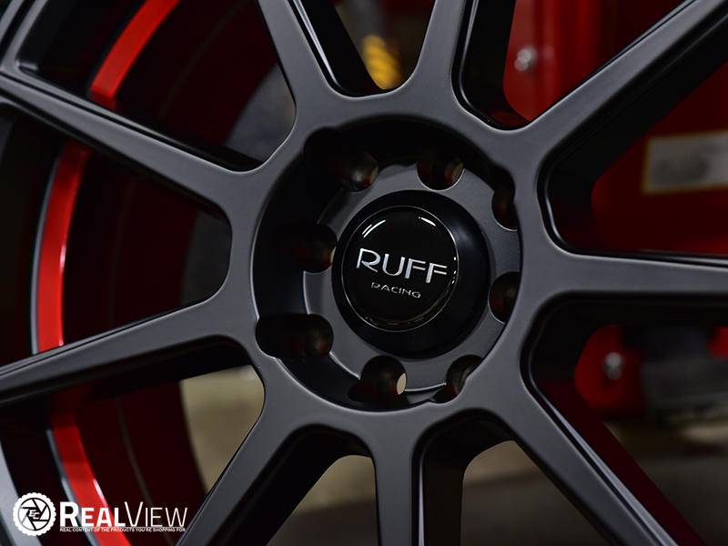 Ruff 366 17x7 6 38 Satin Black Red Stripe Wheels Rims 