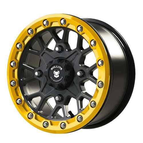 Bullite Bt-05 Satin Black W/ Neo Yellow Beadlock - Part Number BT051407041101227 Bullite Bt-05 Satin Black W/ Neo Yellow Beadlock Photo