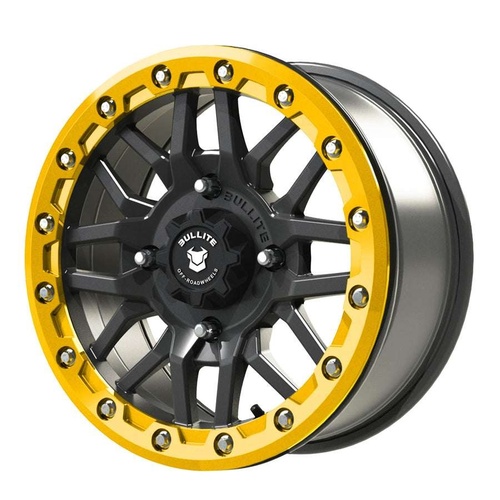 Bullite Bt-06 Gunmetal Gray W/ Neo Yellow Beadlock - Part Number BT061507041561117 Bullite Bt-06 Gunmetal Gray W/ Neo Yellow Beadlock Photo