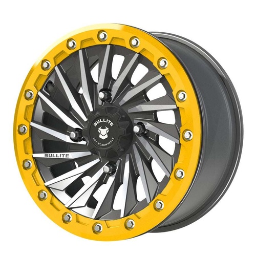 Bullite Bt-08 Gunmetal Gray W/ Neo Yellow Beadlock - Part Number BT081407041561117 Bullite Bt-08 Gunmetal Gray W/ Neo Yellow Beadlock Photo