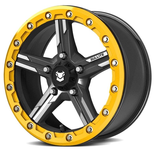 Bullite Bt-09 Satin Black W/ Neo Yellow Beadlock - Part Number BT091507051141127 Bullite Bt-09 Satin Black W/ Neo Yellow Beadlock Photo