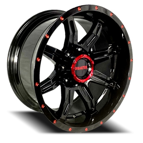 Disaster Off Road D02 Gloss Black W/ Candy Red Milled Accents - Part Number D02-0639N12GBMLR Disaster Off Road D02 Gloss Black W/ Candy Red Milled Accents Photo