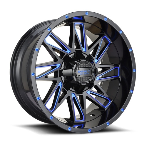 Impact Off-Road 814 Gloss Black W/ Blue Milling Photo