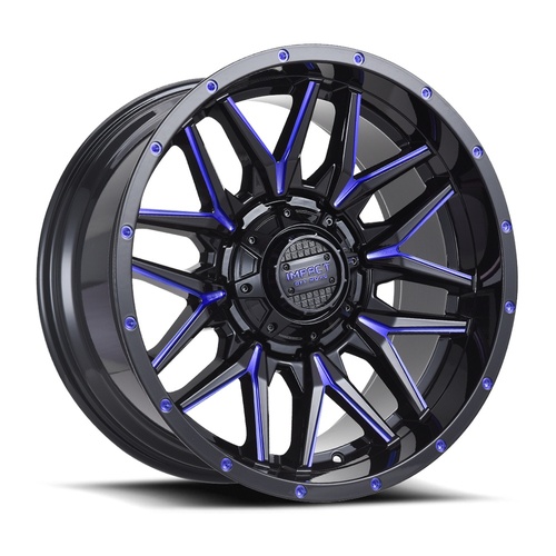 Impact Off-Road 819 Gloss Black W/ Blue Milling - Part Number 819GBB-21066-12 Impact Off-Road 819 Gloss Black W/ Blue Milling Photo