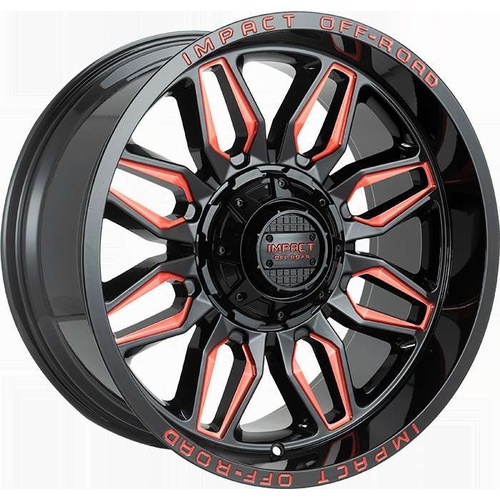 Impact Off-Road 827 Gloss Black W/ Red Milling - Part Number 827GBXR-21066-12 Impact Off-Road 827 Gloss Black W/ Red Milling Photo