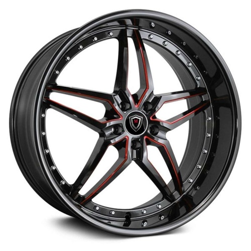 Marquee Wheels M5331A Black W/ Red Milling - Part Number 5331A20105512038BRMD Marquee Wheels M5331A Black W/ Red Milling Photo