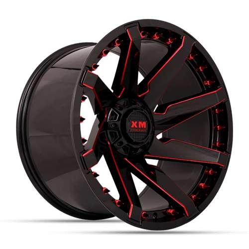 Xtreme Mudder XM301 Gloss Black Red Milled - Part Number XM301201261356139-44108GBRM Xtreme Mudder XM301 Gloss Black Red Milled Photo