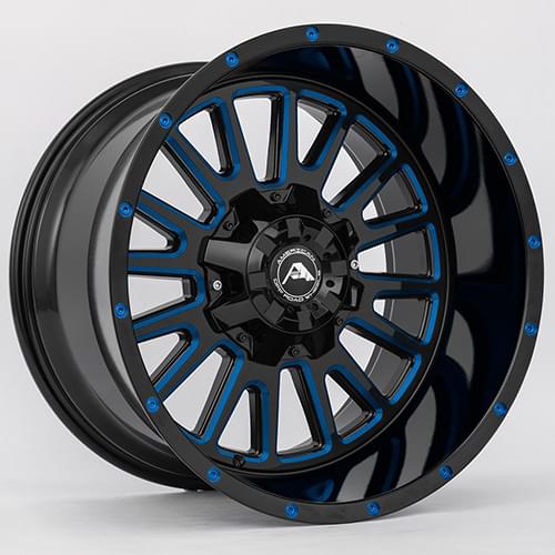 American Offroad A105 Gloss Black W/ Blue Milled Spokes - Part Number A10520A2550-44BMI-Blue American Offroad A105 Gloss Black W/ Blue Milled Spokes Photo