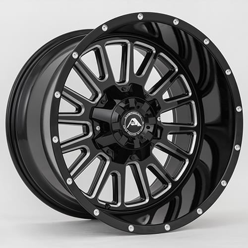 American Offroad A105 Gloss Black W/ Milled Spokes - Part Number A10520A2xxx-44BMI-627 American Offroad A105 Gloss Black W/ Milled Spokes Photo