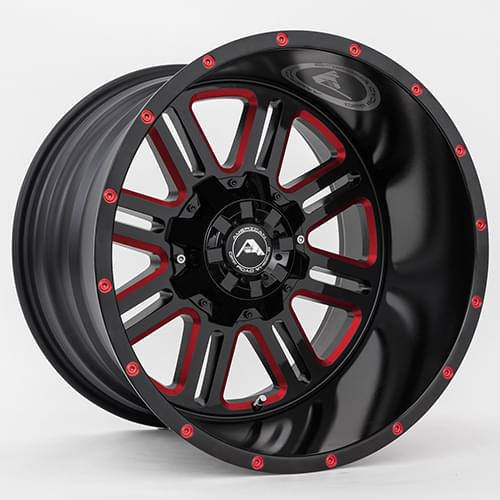 American Offroad A106 Gloss Black W/ Red Milled Spokes Photo
