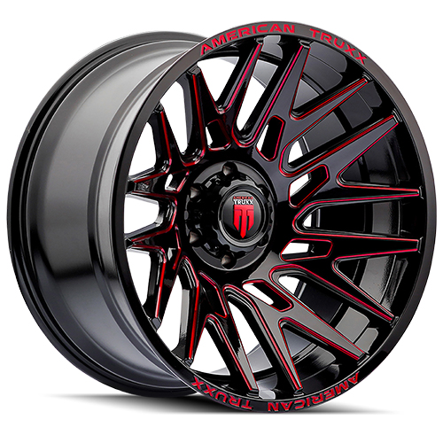 American Truxx Evolution AT1919 Gloss Black W/ Prizm Red Milled Spokes - Part Number AT1919-22278BTR American Truxx Evolution AT1919 Gloss Black W/ Prizm Red Milled Spokes Photo
