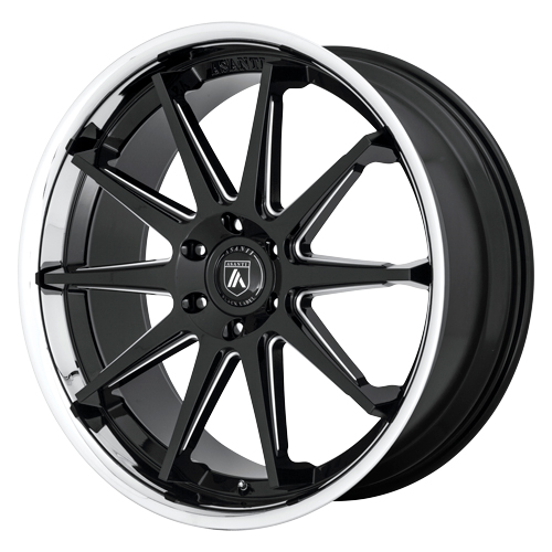 Asanti Black Label ABL-29 Gloss Black Milled W/ Chrome Lip - Part Number ABL29-24106815BK Asanti Black Label ABL-29 Gloss Black Milled W/ Chrome Lip Photo