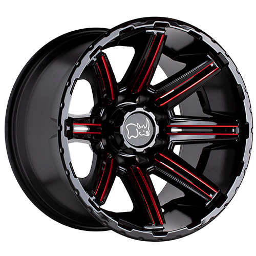 Black Rhino Rampage Gloss Black W/ Red Milled Spokes - Part Number 2095RPG-85127R71 Black Rhino Rampage Gloss Black W/ Red Milled Spokes Photo