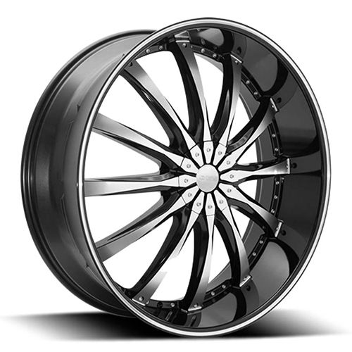 Borghini BW8 Black Machined w/ Machined Lip & Alum Cap - Part Number B828504535BML Borghini BW8 Black Machined w/ Machined Lip & Alum Cap Photo