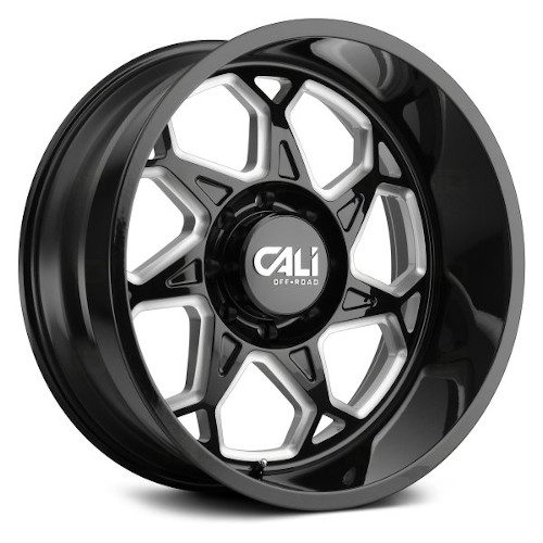 Cali Offroad Sevenfold 9111 Gloss Black W/ Milled Spokes - Part Number 9111-22281BM Cali Offroad Sevenfold 9111 Gloss Black W/ Milled Spokes Photo