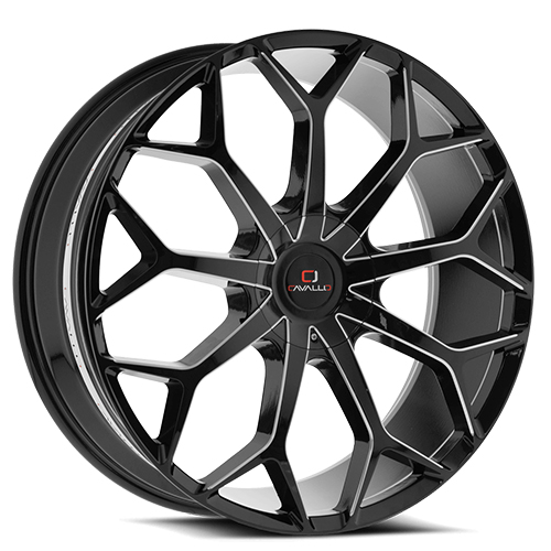 Cavallo CLV-22 Gloss Black W/ Milled Spokes - Part Number CLV-22249061351397+30MW Cavallo CLV-22 Gloss Black W/ Milled Spokes Photo