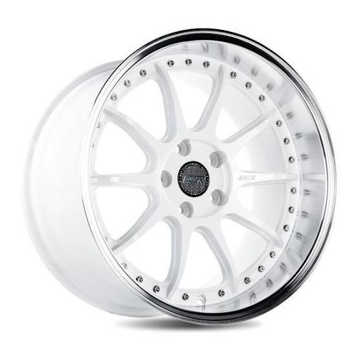 ESR CS12 Gloss White Machined Lip - Part Number 89551435 CS12WHT-ML 5X115 ESR CS12 Gloss White Machined Lip Photo