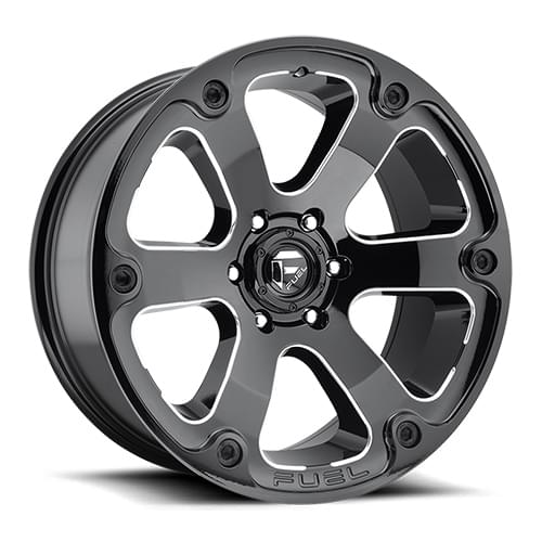 Fuel Offroad Beast D562 Gloss Black W/ Milled Spokes - Part Number D56218907345 Fuel Offroad Beast D562 Gloss Black W/ Milled Spokes Photo