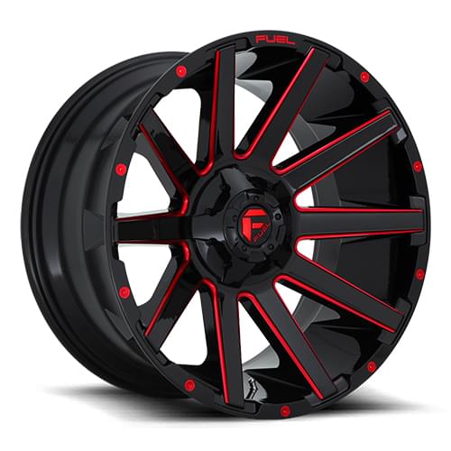 Fuel Offroad Contra D643 Gloss Black W/ Red Milled Spokes - Part Number D64320902650 Fuel Offroad Contra D643 Gloss Black W/ Red Milled Spokes Photo
