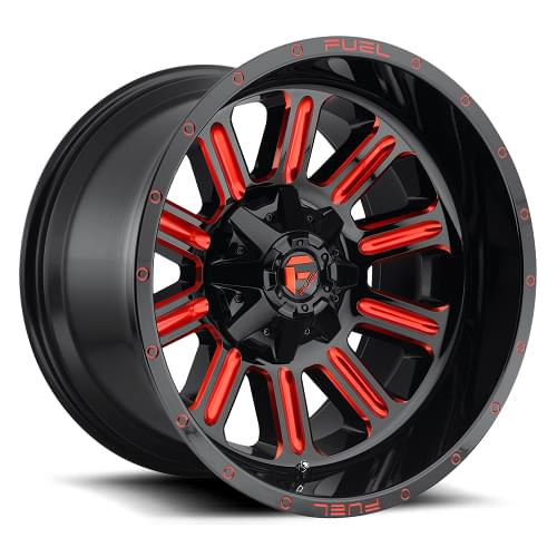 Fuel Offroad Hardline D620 Black W/ Red Milled Spokes - Part Number D62120008247 Fuel Offroad Hardline D620 Black W/ Red Milled Spokes Photo