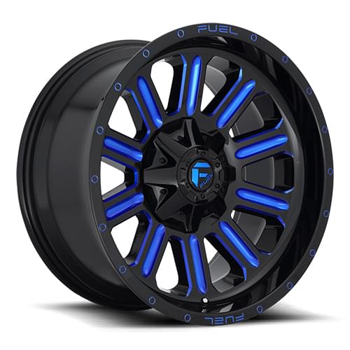 Fuel Offroad Hardline D646 Gloss Black W/ Blue Milled Spokes - Part Number D64622208247 Fuel Offroad Hardline D646 Gloss Black W/ Blue Milled Spokes Photo