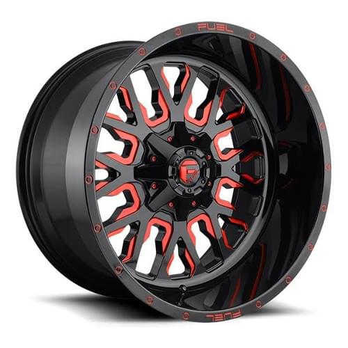 Fuel Offroad Stroke D611 Black W/ Red Milled Spokes - Part Number D61220001747 Fuel Offroad Stroke D611 Black W/ Red Milled Spokes Photo