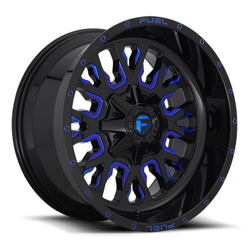Fuel Offroad Stroke D645 Gloss Black W/ Blue Milled Spokes - Part Number D64518908257 Fuel Offroad Stroke D645 Gloss Black W/ Blue Milled Spokes Photo