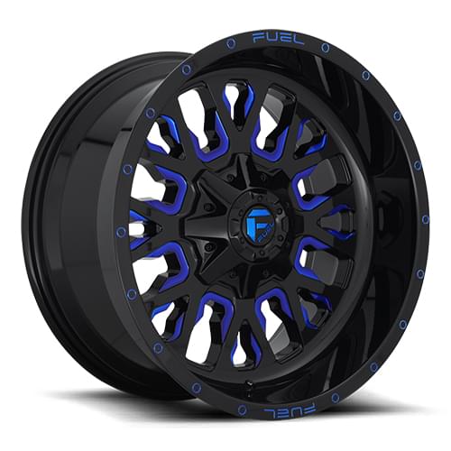 Fuel Offroad Stroke D645 Gloss Black W/ Blue Milled Spokes Photo