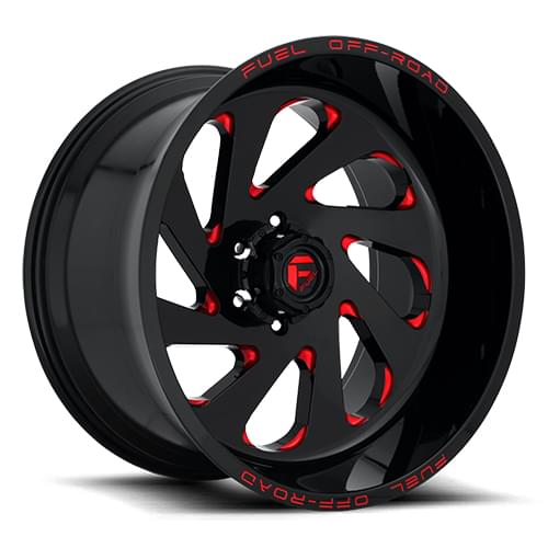 Fuel Offroad Vortex D638 Gloss Black W/ Red Milled Spokes - Part Number D63822208446 Fuel Offroad Vortex D638 Gloss Black W/ Red Milled Spokes Photo