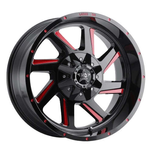Luxxx HD Offroad LHD-14 Gloss Black With Red Milled - Part Number LHD1420106135139-18G-A3 Luxxx HD Offroad LHD-14 Gloss Black With Red Milled Photo