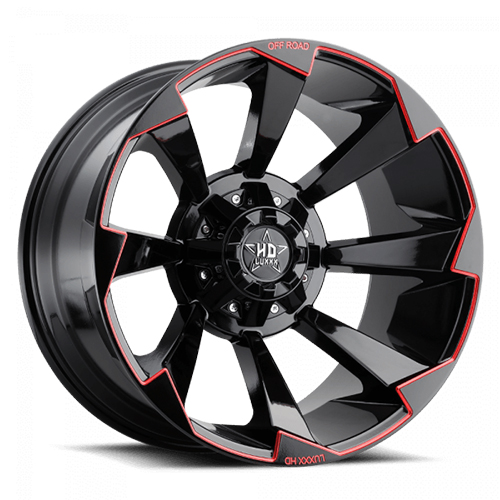 Luxxx HD Offroad LHD-16 Gloss Black With Red Milling - Part Number LHD162096135139-12G-A3 Luxxx HD Offroad LHD-16 Gloss Black With Red Milling Photo