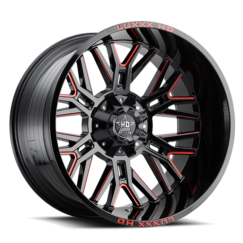Luxxx HD Offroad LHD-25 Gloss Black With Red Milled - Part Number LHD2520106135139-18G-A3 Luxxx HD Offroad LHD-25 Gloss Black With Red Milled Photo