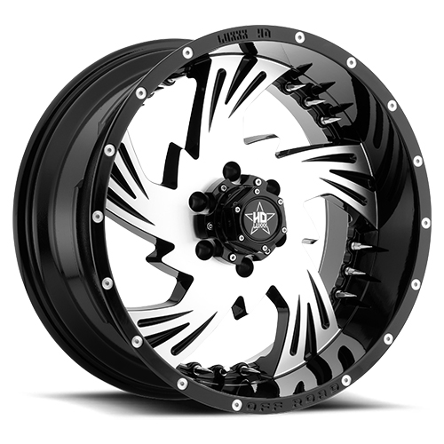 Luxxx HD Offroad LHD-7 Gloss Black Machined With Chrome Spike Rivets - Part Number LHD720105150-18I-A2-11 Luxxx HD Offroad LHD-7 Gloss Black Machined With Chrome Spike Rivets Photo
