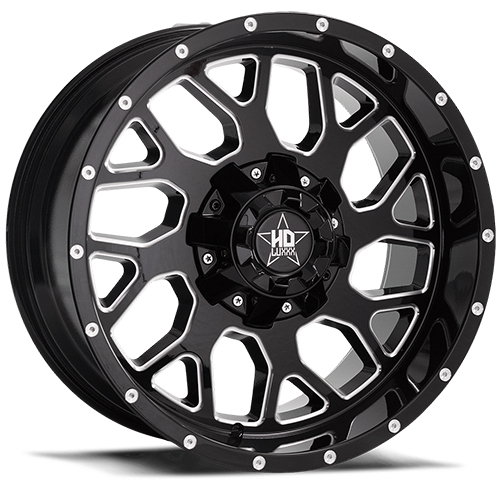 Luxxx HD Offroad LHD-8 Gloss Black Milled - Part Number LHD81895114127+6M-A1 Luxxx HD Offroad LHD-8 Gloss Black Milled Photo