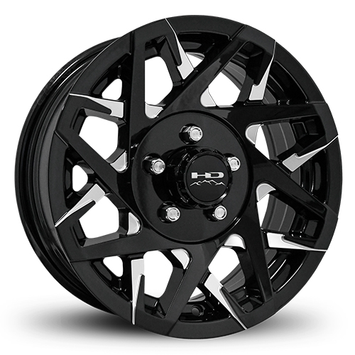 HD Trailer Wheels Canyon Gloss Black W/ Milled Face - Part Number CY1660820ML3 HD Trailer Wheels Canyon Gloss Black W/ Milled Face Photo