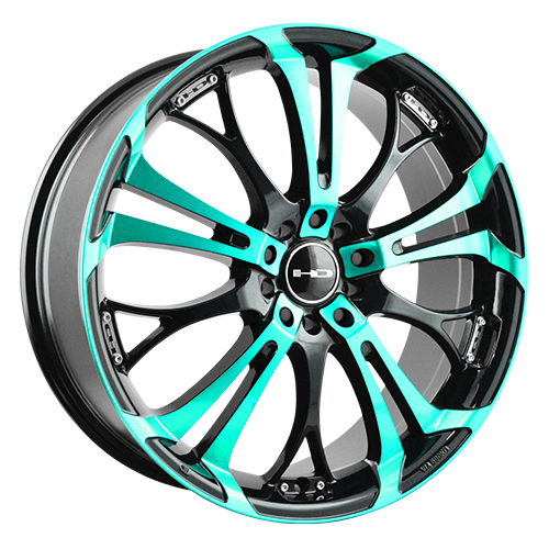 HD Wheels Spinout Black Machined w/ Teal - Part Number SO20803945BK-TE HD Wheels Spinout Black Machined w/ Teal Photo