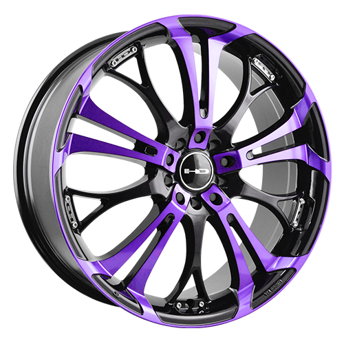 HD Wheels Spinout Gloss Black Machined W/ Purple Accents - Part Number SO18756435BK-PR HD Wheels Spinout Gloss Black Machined W/ Purple Accents Photo