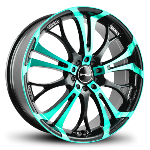 HD Wheels Spinout Gloss Teal & Black w/ Machined Face